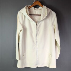 Estelle and Finn Md Ivory Hooded Full Zip Jacket w/ pockets Quiet Luxury Staple